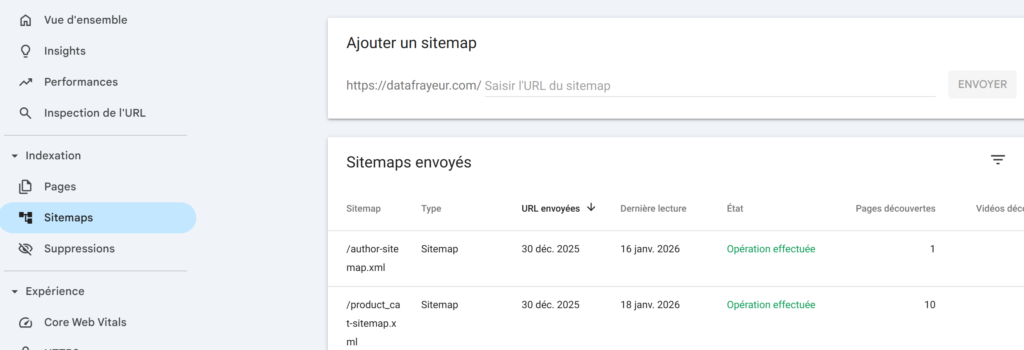 ajouter des sitemaps dans la google search console