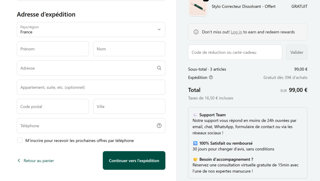 exemple de tunnel d'achat bien présenté