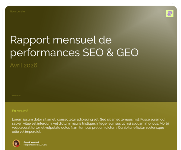 présentation reporting SEO et GEO Rush