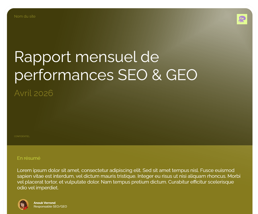 présentation reporting SEO et GEO Rush