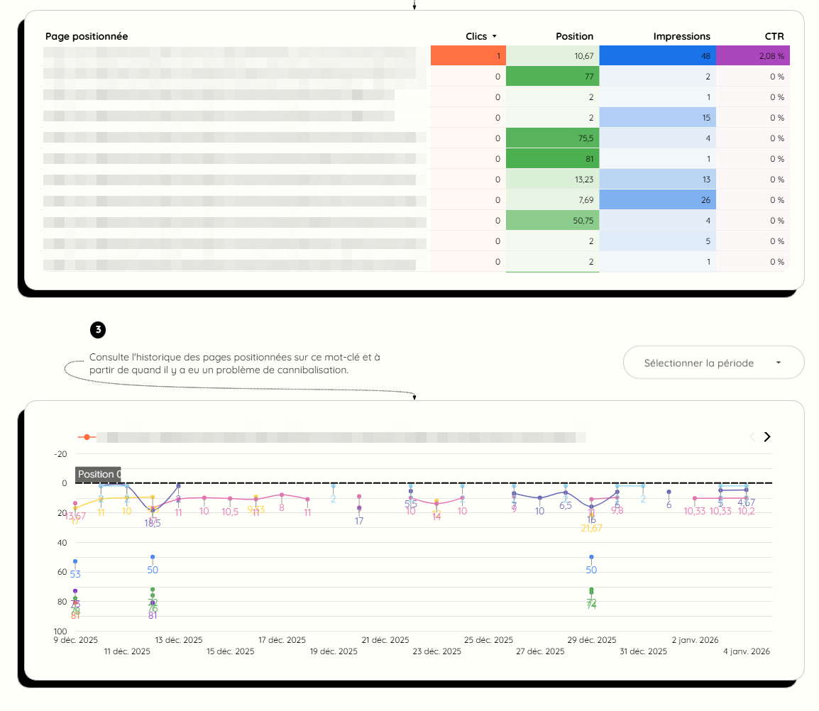 historique des pages en cannibalisation seo
